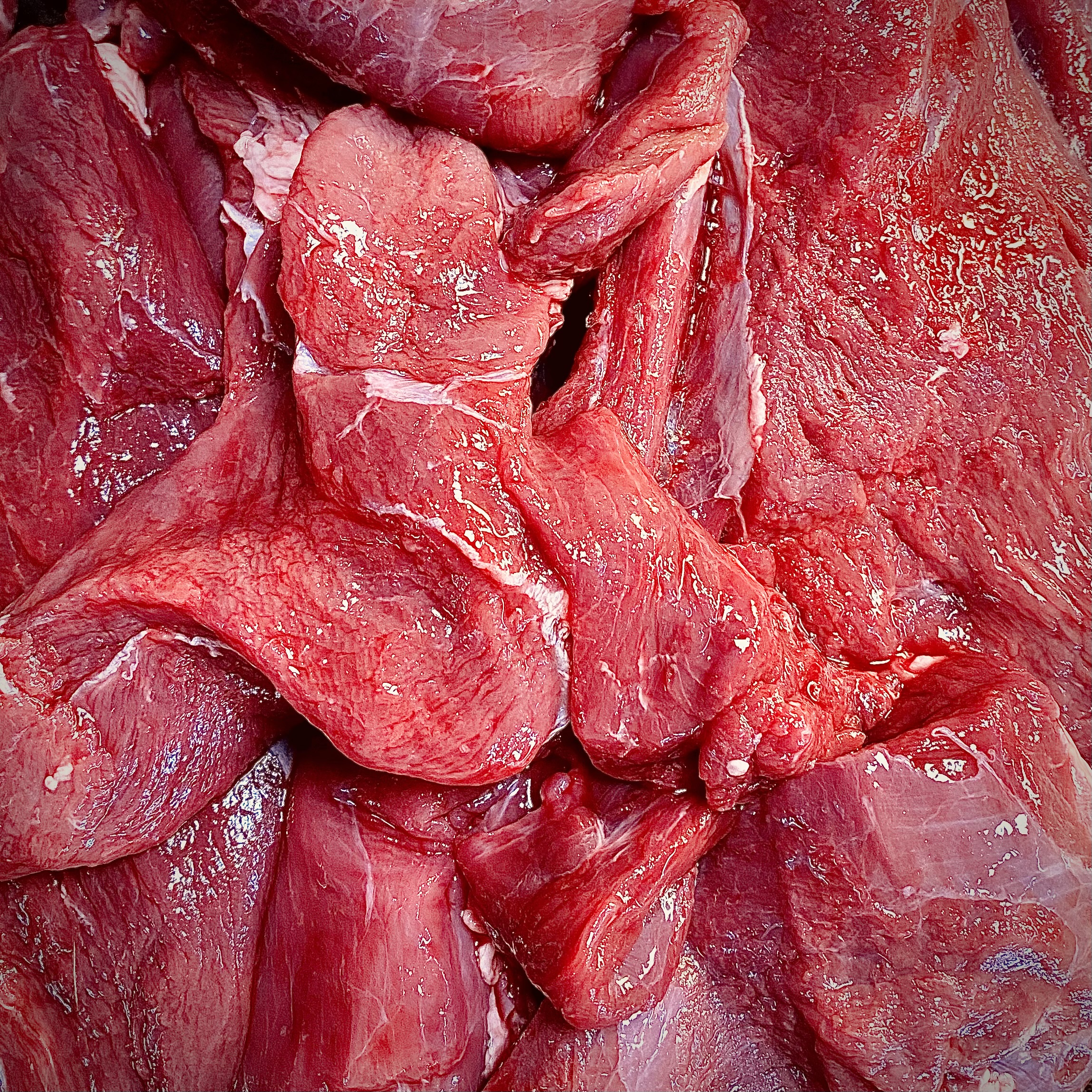 Salamifleisch vom Damwild, Verarbeitungsfleisch, 90% Mageranteil, 10% Fettanteil, Salami-Fleisch im Vakuumpack